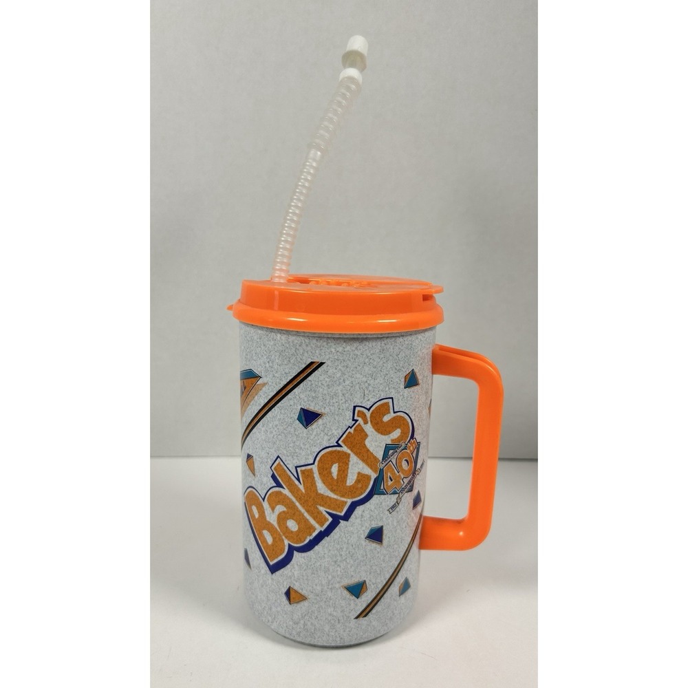 Baker's Drive Thru 32oz Thermos Travel Mug Sipper Cup NEW Orange 90s Y2K